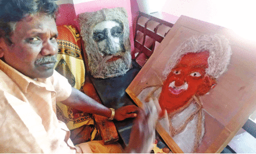 ചകിരിനാരുകള്‍കൊണ്ട്  കലാരൂപങ്ങളൊരുക്കി ശങ്കരന്‍ ചെമ്പുചിറ