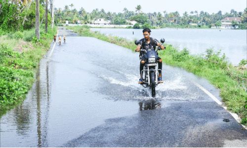 വേലിയേറ്റ വെള്ള​െക്കട്ടിൽ മുങ്ങി തീരപ്രദേശം