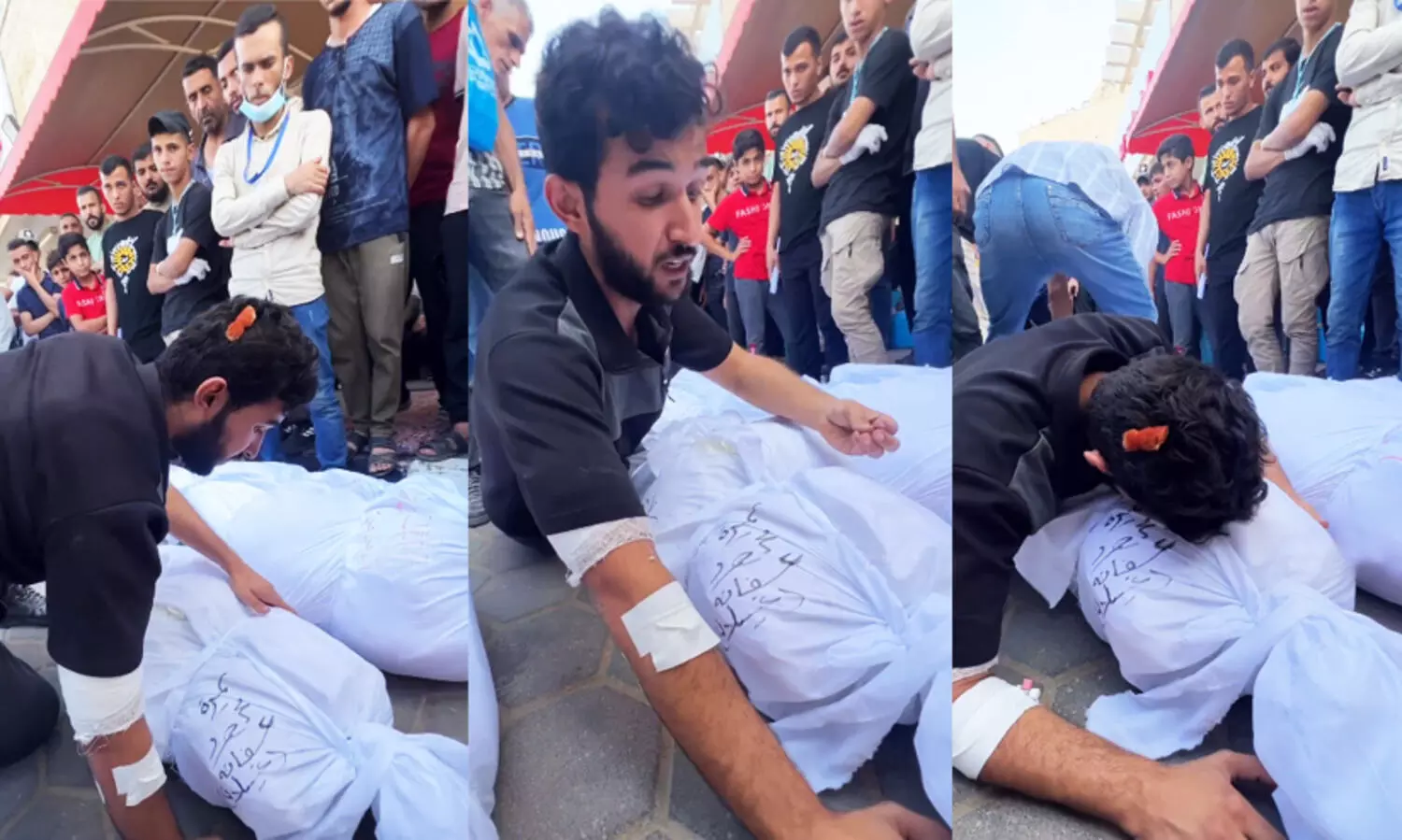 Palestine Young man cries for his mother