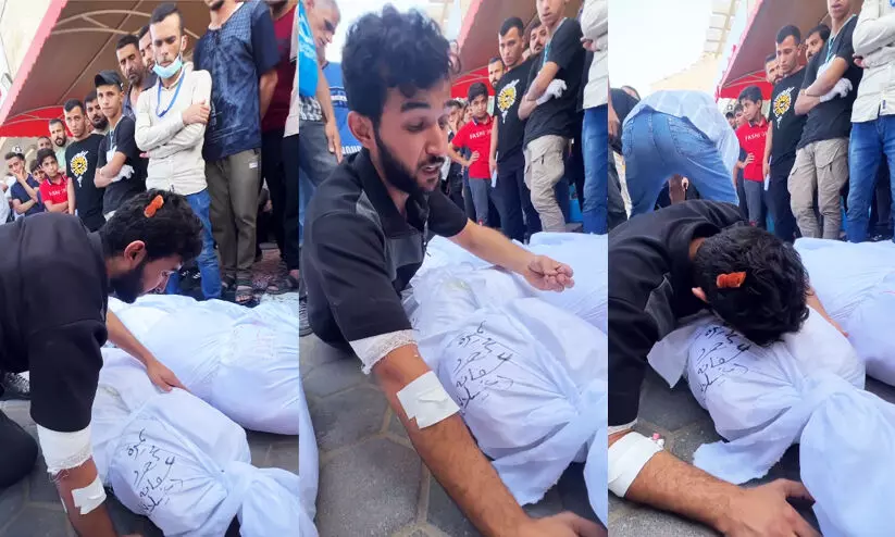 Palestine Young man cries for his mother Palestine Young man cries for his mother