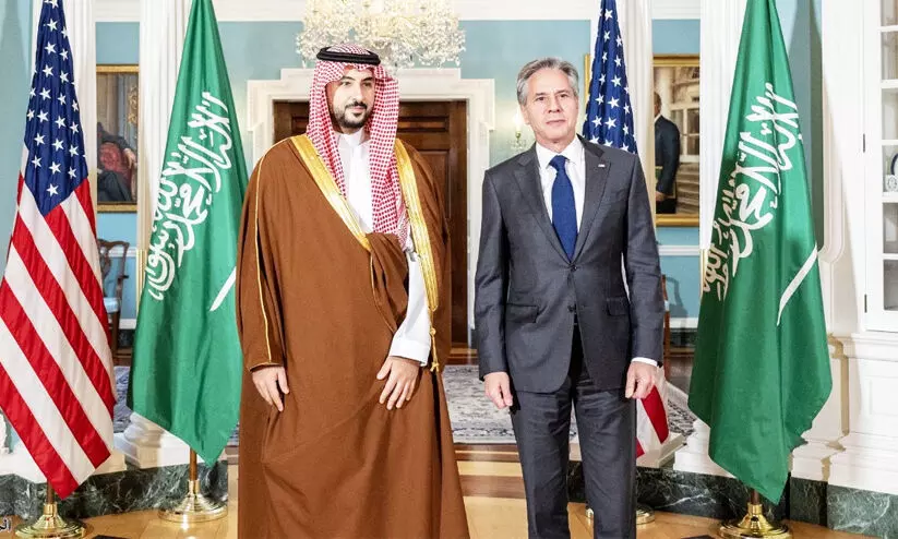 Antony Blinken, Amir Khalid bin Salman Antony Blinken, Amir Khalid bin Salman