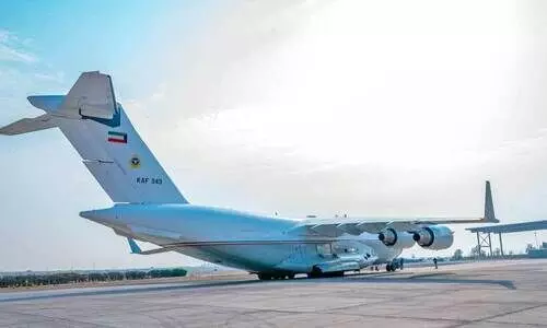 ഗ​സ്സ​യി​ലേ​ക്ക് സ​ഹാ​യ​വു​മാ​യി കു​വൈ​ത്ത് എ​യ​ർ​ഫോ​ഴ്സ് വി​മാ​നം പു​റ​പ്പെ​ടു​ന്നു