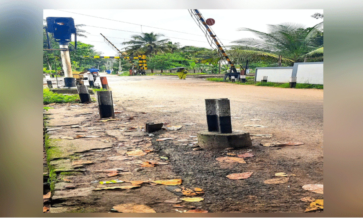 റെ​യി​ൽ​വേ ഗേ​റ്റി​ന​ടു​ത്തെ ഇ​രു​മ്പു​കു​റ്റി അ​പ​ക​ട​ക്കെ​ണി