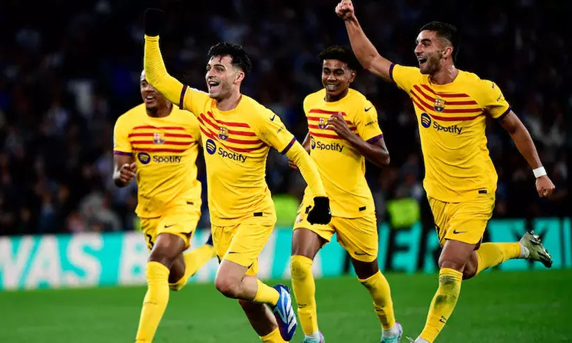 ഇഞ്ചുറി ടൈം ഗോളിൽ ജയം പിടിച്ച് ബാഴ്സലോണ ഇഞ്ചുറി ടൈം ഗോളിൽ ജയം പിടിച്ച് ബാഴ്സലോണ