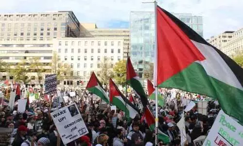 Palestinian rights protesters gather in Washington, DC, November 4, 2023
