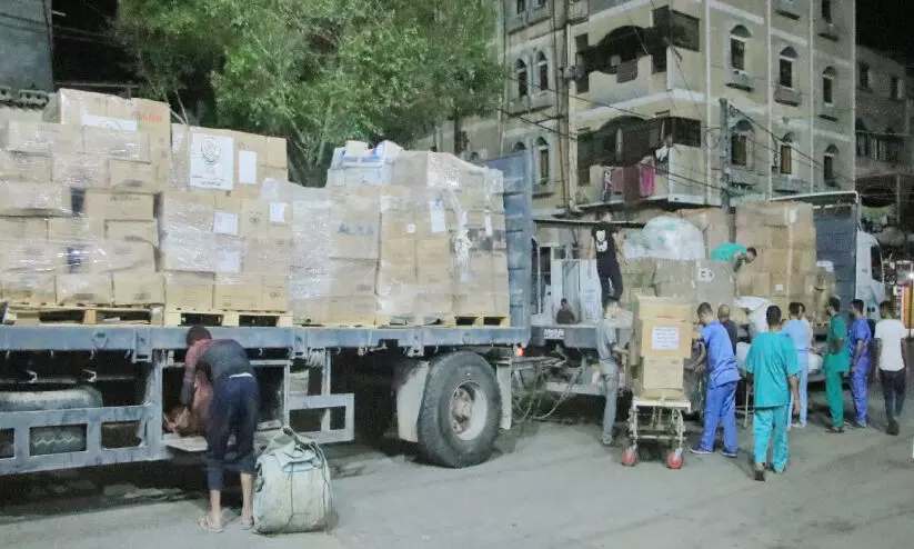 KRCS relief material in Gaza