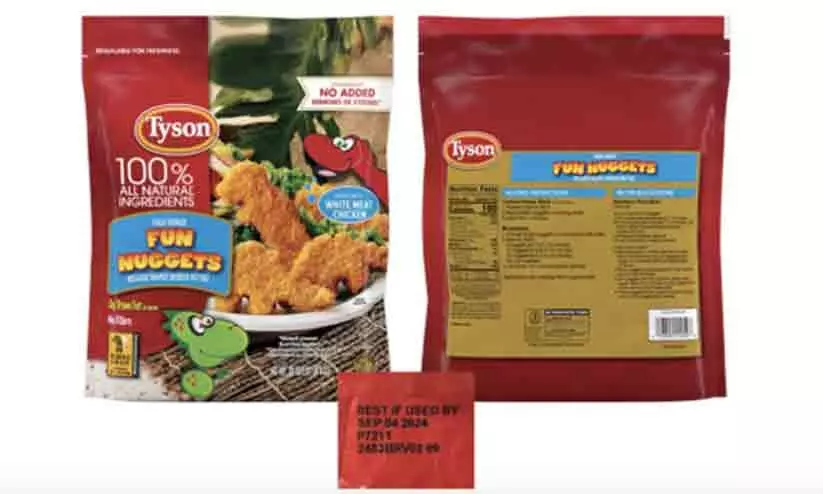 13,680 കിലോ ഡിനോ ചിക്കൻ നഗറ്റ്സുകൾ വിപണിയില്‍ നിന്ന് പിന്‍വലിച്ച് ടൈസൺ