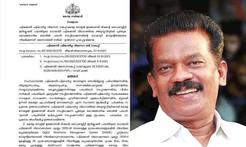 പ്രതിമാസം 8,000 രൂപക്ക് 86 ഗ്രാമപഞ്ചായത്തുകളിൽ എസ്.സി വോളന്റിയർമാരെ നിയമിക്കാൻ ഉത്തരവ്. പ്രതിമാസം 8,000 രൂപക്ക് 86 ഗ്രാമപഞ്ചായത്തുകളിൽ എസ്.സി വോളന്റിയർമാരെ നിയമിക്കാൻ ഉത്തരവ്.