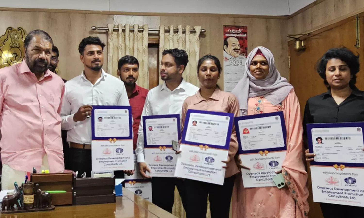 ഒഡെപെക്ക് വഴി 40 പേർക്ക് കൂടി വിദേശ റിക്രൂട്ട്മെന്റ്; വിസയും ടിക്കറ്റും വി.ശിവൻകുട്ടി വിതരണം ചെയ്തു