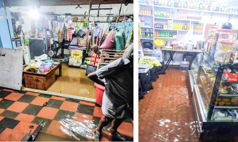 അശാസ്ത്രീയ റോഡ് നിർമാണം; മഴയിൽ വ്യാപാരസ്ഥാപനങ്ങളിൽ വെള്ളം കയറി