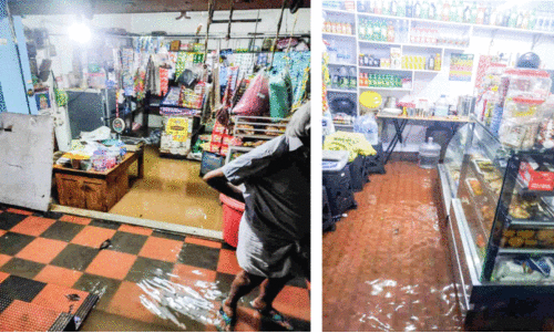 അശാസ്ത്രീയ റോഡ് നിർമാണം; മഴയിൽ വ്യാപാരസ്ഥാപനങ്ങളിൽ വെള്ളം കയറി അശാസ്ത്രീയ റോഡ് നിർമാണം; മഴയിൽ വ്യാപാരസ്ഥാപനങ്ങളിൽ വെള്ളം കയറി