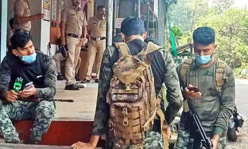 വെടിവെപ്പിന്റെ പശ്ചാത്തലത്തിൽ ഉരുപ്പുംകുറ്റിയിൽ ഒരുക്കിയ കനത്ത സുരക്ഷ