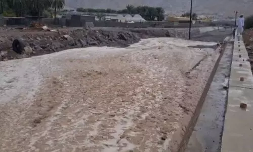 Rain-filled wadi in Ras Al Khaimah on Thursday