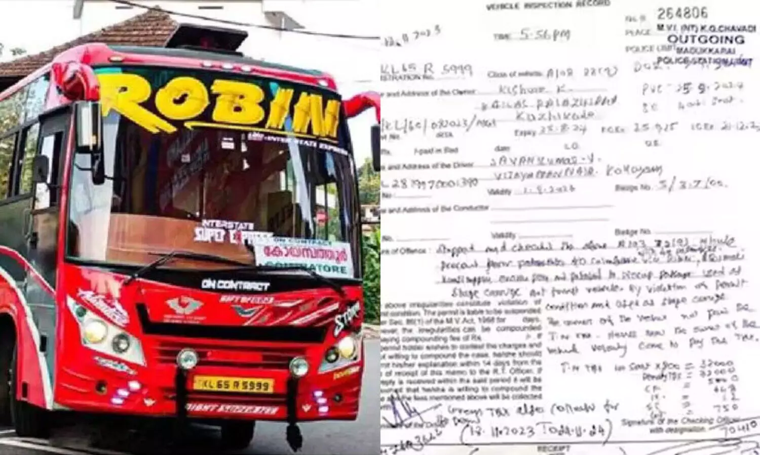കേരളത്തിലെ പിഴയൊക്കെ ചെറുത്!; റോബിൻ ബസിന് തമിഴ്‌നാട്ടിൽ പിഴയിട്ടത് 70,410 രൂപ