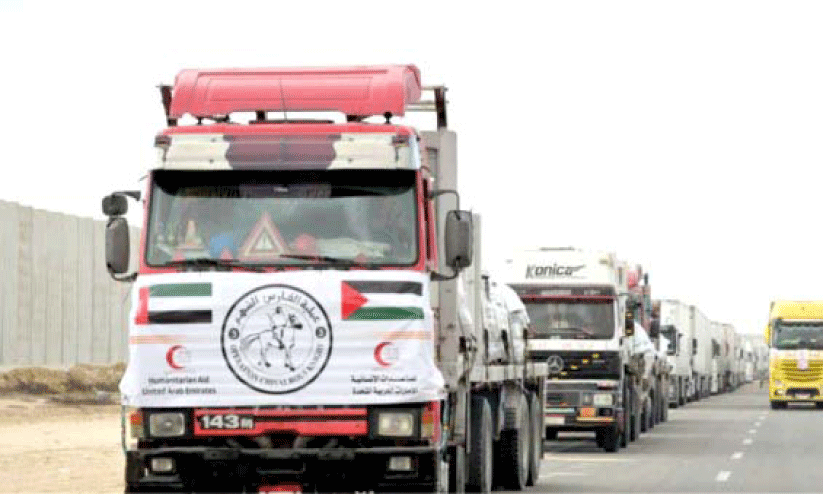 യു.​എ.​ഇ​യി​ൽ​നി​ന്നു​ള്ള ട്ര​ക്കു​ക​ൾ റ​ഫ​യി​ലേ​ക്ക്​ പു​റ​പ്പെ​ട്ടു