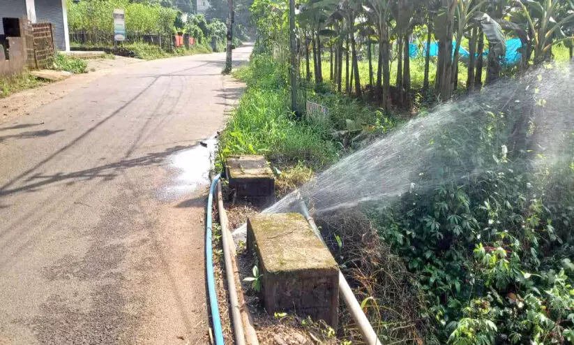 Pipe bursts near Muttam court, water is wasted