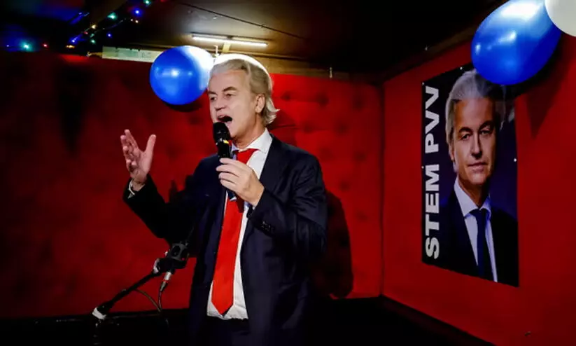 Geert Wilders at an election night event in Scheveningen, the Netherlands, 22 November 2023.