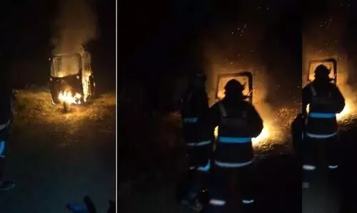 The electric autorickshaw was burnt down