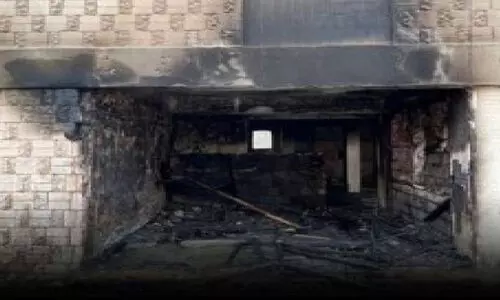 The building caught fire in Salmiya