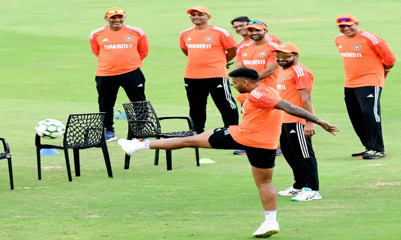 Indian Captain Suryakumar Yadav in  Karyavattam Greenfield Stadium