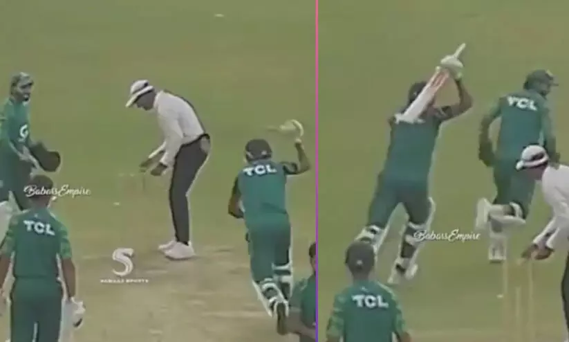 ബാറ്റുമായി റിസ്‌വാനെ അടിക്കാൻ പിന്നാലെ ഓടുന്ന ബാബർ! പരിശീലന മത്സരത്തിനിടയിലെ രംഗം വൈറൽ -വിഡിയോ