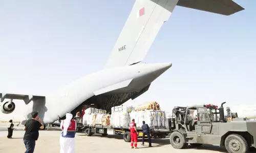 ഗ​സ്സ​യി​ലേ​ക്ക് സ​ഹാ​യം തു​ട​ർ​ന്ന് ഖ​ത്ത​ർ