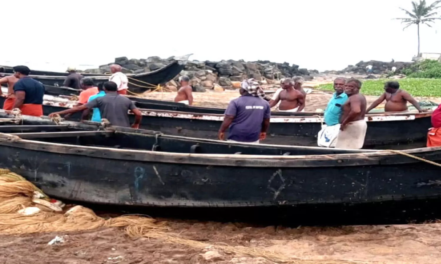 Boats damaged in the attack