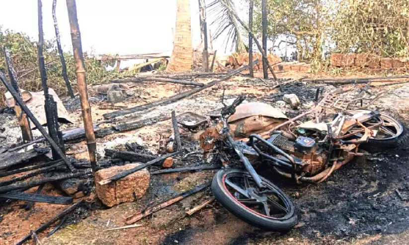 Bike and shed destroyed in Ramantali Bike and shed destroyed in Ramantali