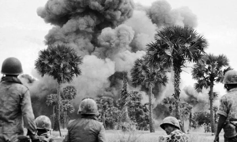 A view of the US bombing of Cambodia in July 1973  Photo: A.P