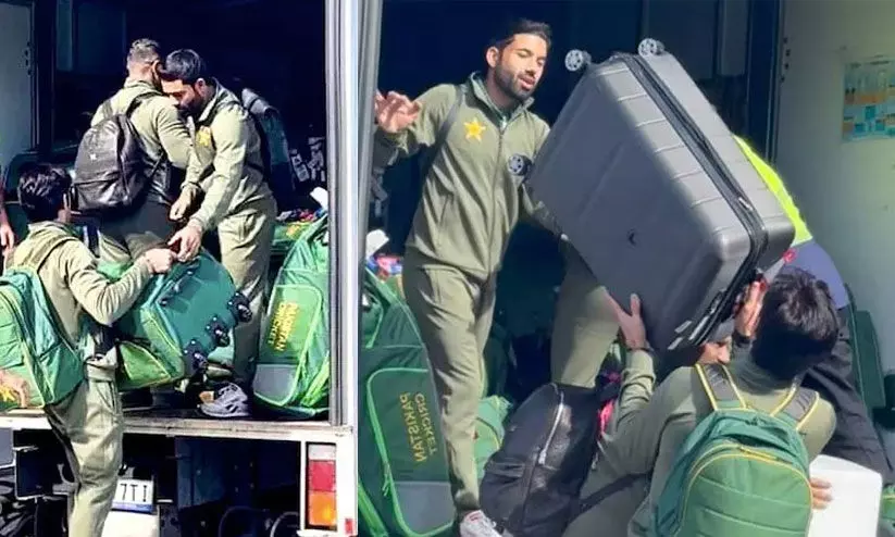 വിമാനത്താവളത്തിൽ ലഗേജ് ചുമന്ന് പാകിസ്താൻ താരങ്ങൾ; ആസ്ട്രേലിയ ചെയ്തത് അനാദരവെന്ന് വിമർശനം