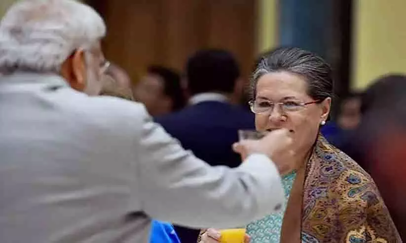 PM Modi with Sonia Gandhi