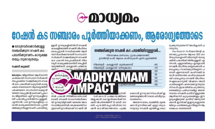 ഒ​റ്റ​പ്പെ​ട്ട ട്രൈ​ബ​ൽ കോ​ള​നി​ക​ളി​ൽ റേ​ഷ​ൻ എ​ത്തി​ക്കും -ഭ​ക്ഷ്യ​ക​മീ​ഷ​ൻ