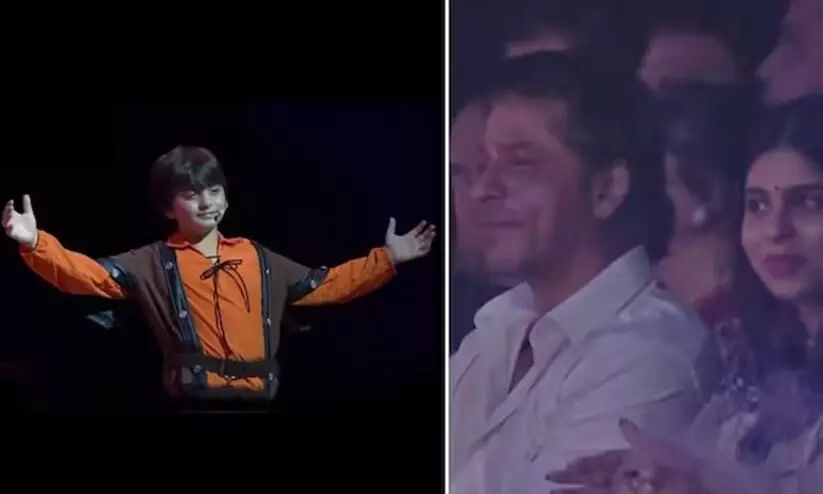 AbRam imitates dad SRK’s signature pose at annual function