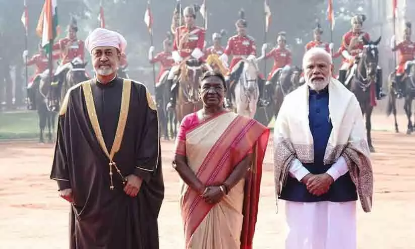 Sultan of Oman with PM modi and president of india Sultan of Oman with PM modi and president of india