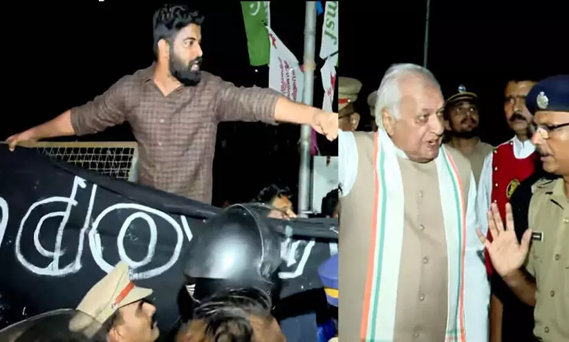 ഗവർണർ അഴിപ്പിച്ച ബാനർ വീണ്ടും കെട്ടി എസ്.എഫ്.ഐ; കാലിക്കറ്റ് സർവകലാശാല കാമ്പസിൽ നാടകീയ സംഭവങ്ങൾ ഗവർണർ അഴിപ്പിച്ച ബാനർ വീണ്ടും കെട്ടി എസ്.എഫ്.ഐ; കാലിക്കറ്റ് സർവകലാശാല കാമ്പസിൽ നാടകീയ സംഭവങ്ങൾ