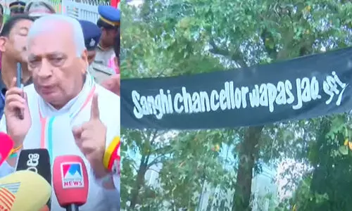 ‘സംഘി ചാൻസലർ വാപ്പസ് ജാവോ’ -എസ്.എഫ്.ഐ ബാനർ നീക്കണമെന്ന് ഗവർണർ ‘സംഘി ചാൻസലർ വാപ്പസ് ജാവോ’ -എസ്.എഫ്.ഐ ബാനർ നീക്കണമെന്ന് ഗവർണർ
