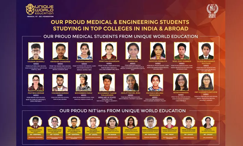 യു.എ.ഇ വിദ്യാര്‍ഥികളുടെ ഐ.ഐ.ടി- ജെ.ഇ.ഇ, നീറ്റ് ഉറപ്പാക്കി യുണീക് വേള്‍ഡ് എജ്യുക്കേഷന്‍