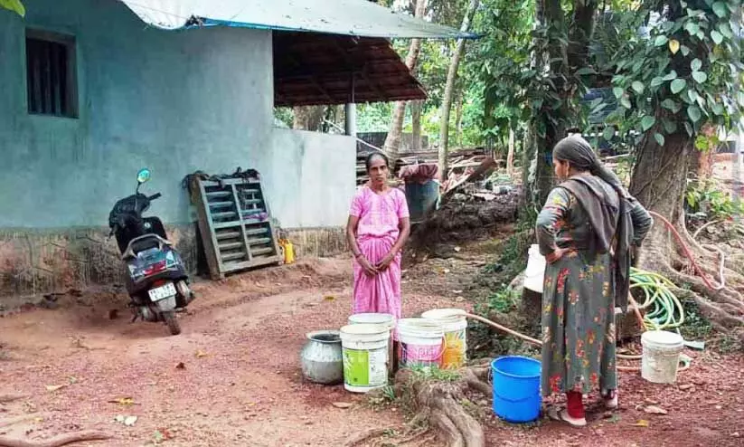 കല്ലൻകുന്ന് ലക്ഷം വീട് കോളനിയിൽ കുടിവെള്ളം ശേഖരിക്കുന്ന വീട്ടമ്മമാർ കല്ലൻകുന്ന് ലക്ഷം വീട് കോളനിയിൽ കുടിവെള്ളം ശേഖരിക്കുന്ന വീട്ടമ്മമാർ