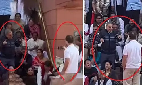 എം.പിമാരുടെ സസ്​പെൻഷൻ: ഉപരാഷ്ട്രപതിയെ പരിഹസിച്ച് തൃണമൂൽ എം.പിയുടെ അനുകരണം; വിഡിയോ പകർത്തി രാഹുൽ