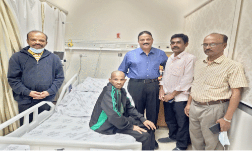 ഗു​രു​ത​ര രോ​ഗം ബാ​ധി​ച്ച ഹൈ​ദ​രാ​ബാ​ദ് സ്വ​ദേ​ശി​യെ നാ​ട്ടി​ലെ​ത്തി​ച്ചു