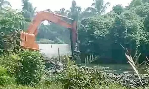 പു​ല്ലു​വേ​ലി പാ​ട​ശേ​ഖ​രം യ​ന്ത്ര​സ​ഹാ​യ​ത്താ​ൽ ആ​ഴം കൂ​ട്ടു​ന്നു