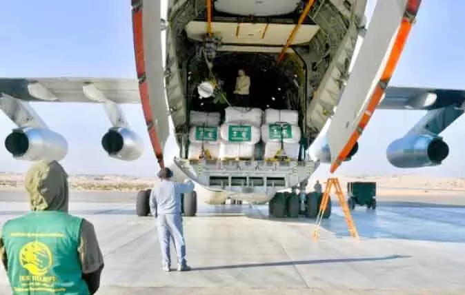 ഗ​സ്സ​യി​ൽ​ സൗ​ദി ഇ​തു​വ​രെ എ​ത്തി​ച്ച​ത്​ 2,800 ട​ൺ ദു​രി​താ​ശ്വാ​സ വ​സ്​​തു​ക്ക​ൾ