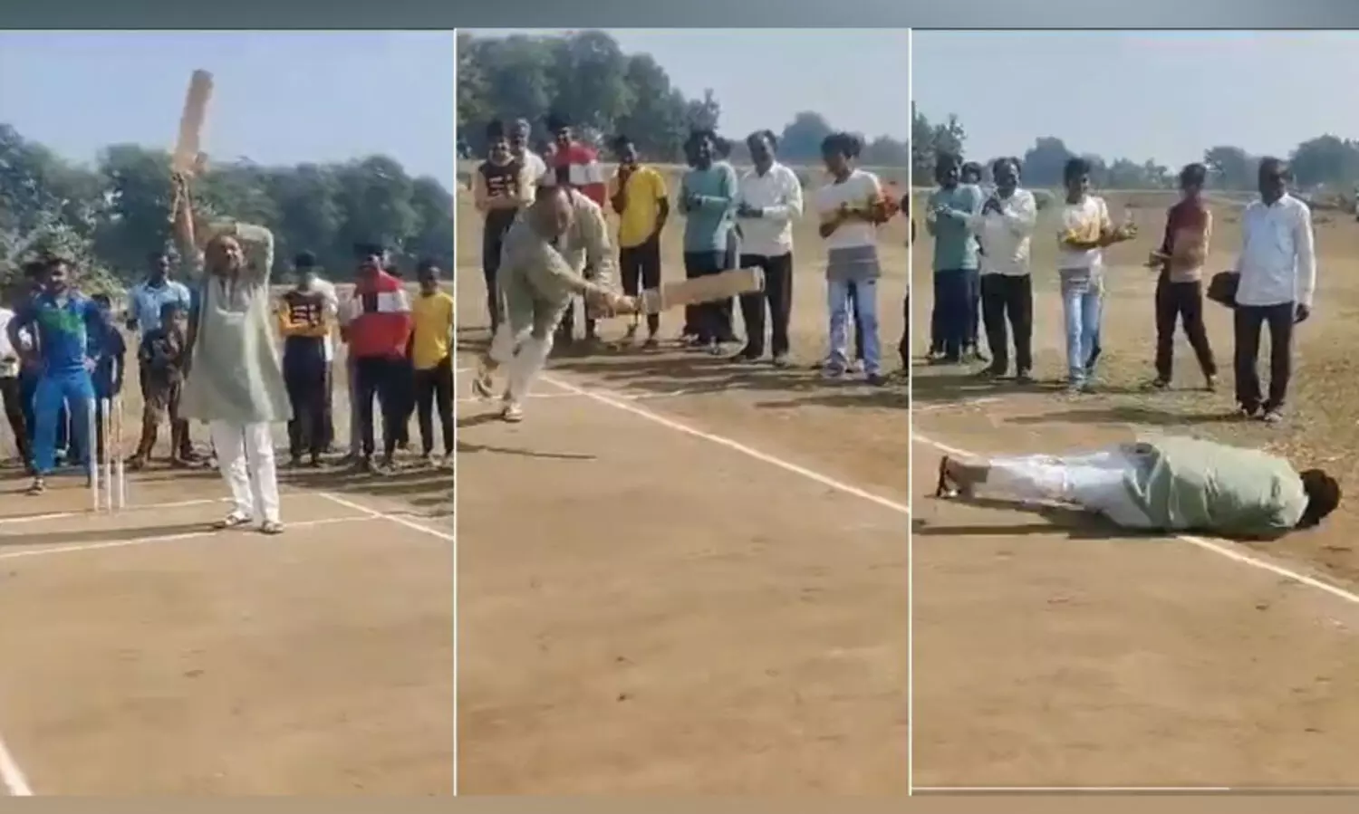 ക്രിക്കറ്റ് ‘സ്കിൽ’ കാണിക്കാൻ ഗ്രൗണ്ടിലിറങ്ങി ആഞ്ഞുവീശി; മുഖമടച്ച് വീണ എം.എൽ.എ ആശുപത്രിയിൽ -Video