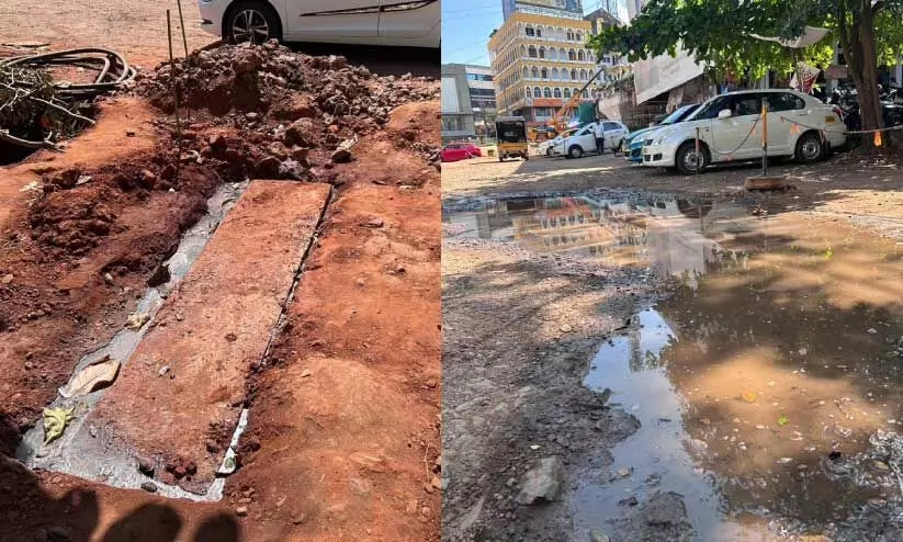 ടാ​ക്സി സ്റ്റാ​ൻ​ഡി​ലെ മാ​ലി​ന്യ​മൊ​ഴു​ക്കാ​ൻ നി​ർ​മി​ച്ച ചെ​റി​യ ടാ​ങ്ക്, മാ​ലി​ന്യം പ​ര​ന്നൊ​ഴു​കി​യ​പ്പോ​ൾ