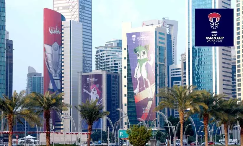 ഏഷ്യൻ കപ്പിനെ വരവേൽക്കാനായി ഒരുങ്ങിയ ദോഹ വെസ്റ്റേബേയിൽ നിന്നുള്ള ദൃശ്യം ഏഷ്യൻ കപ്പിനെ വരവേൽക്കാനായി ഒരുങ്ങിയ ദോഹ വെസ്റ്റേബേയിൽ നിന്നുള്ള ദൃശ്യം