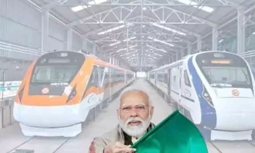 Prime Minister Narendra Modi flagged off six Vande Bharat and two new Amrit Bharat trains