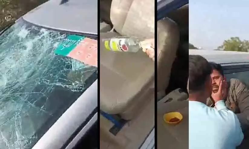 ബൈക്കുകാരനെ ഇടിച്ചു​കൊന്ന ബി.ജെ.പി നേതാവിന്റെ കാറിൽ മദ്യവും ഇറച്ചി ​ഫ്രൈയും; ഡ്രൈവറെ നാട്ടുകാർ വളഞ്ഞിട്ട് തല്ലി