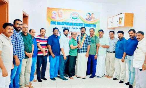 യൂത്ത് കോൺഗ്രസ് മുൻ സംസ്ഥാന ജനറൽ സെക്രട്ടറി എ.കെ. ഷാനിബിന് ഒ.ഐ.സി.സി സ്വീകരണം നൽകി