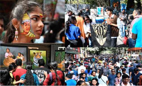 ചി​ത്ര​പാ​ത​യി​ൽ വ​ർ​ണാ​ഘോ​ഷം തീ​ർ​ത്ത് ചി​ത്ര​സ​​ന്തെ