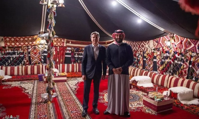 ബ്ലിങ്കനോട് സൗദി കിരീടാവകാശി, ഗസ്സയിലെ ഇസ്രായേൽ ആക്രമണം അവസാനിപ്പിക്കണം ബ്ലിങ്കനോട് സൗദി കിരീടാവകാശി, ഗസ്സയിലെ ഇസ്രായേൽ ആക്രമണം അവസാനിപ്പിക്കണം